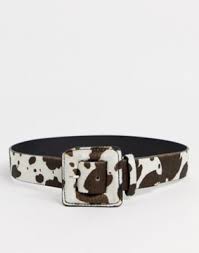 Cow print waits and hip belt with matching buckle in brown- Asos Design
