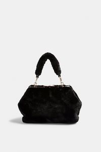 Felicity black faux fur shoulder bag- Topshop