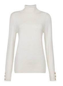 Ivory button cuff roll neck jumper- Dorothy Perkins (2)