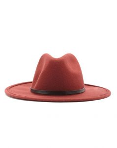 Rust pinched wool fedora hat- Forever 21