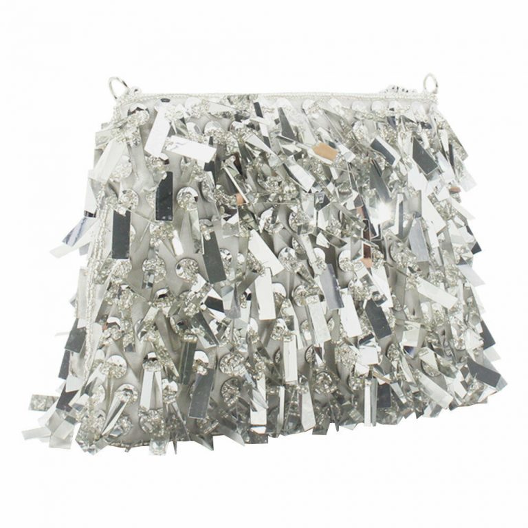 Silver sequin clutch bag- eBay