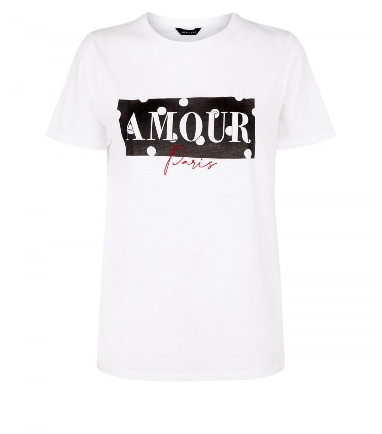 White spot box amour slogan t-shirt